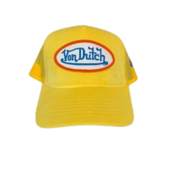 VON DUTCH HOLLYWOOD VELVET TRUCKER HAT IN YELLOW NWT - Picture 3 of 12